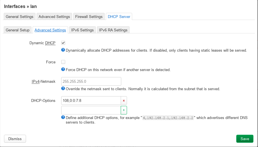 Включение DHCPv4 опции «IPv6-only Preferred»